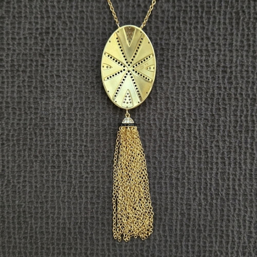 Freida Rothman Long Starburst🎇 Necklace with Gold💛 Chain⛓️ Tassel - NWT - Picture 4 of 16